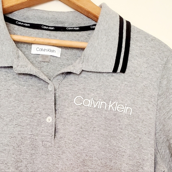 Calvin Klein gray collared short-sleeve shirt dress - Picture 4 of 6